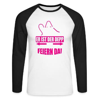 Junggesellenabschied Poltern Polterabend JGA - Unisex Baseballshirt langarm - Weiß/Schwarz - Vorne - Nik (191cm)