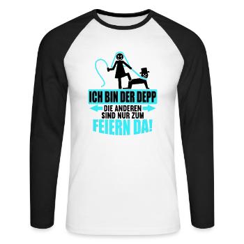 Junggesellenabschied Poltern Polterabend JGA - Unisex Baseballshirt langarm - Weiß/Schwarz - Vorne - Nik (191cm)