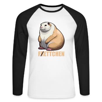 Fettchen Frettchen - Unisex Baseballshirt langarm - Weiß/Schwarz - Vorne - Nik (191cm)
