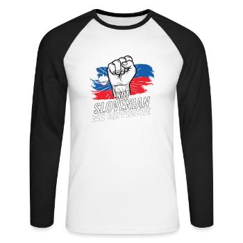 Pas slovène mais favorable au drapeau slovène - T-shirt baseball manches longues Homme - blanc/noir - Devant - Nik (191cm)