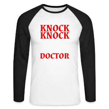 Knock Knock Who's There Doctor 12 - Unisex Long Sleeve Baseball T-Shirt - white/black - Front - Nik (191cm)
