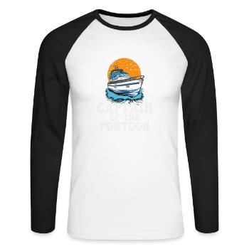 Captain Of The Pontoon Motorboat Owner Lake Life - Unisex Baseballshirt langarm - Weiß/Schwarz - Vorne - Nik (191cm)