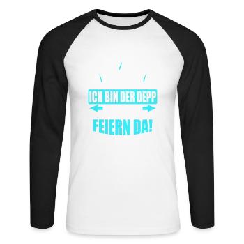 Junggesellenabschied Poltern Polterabend JGA - Unisex Baseballshirt langarm - Weiß/Schwarz - Vorne - Nik (191cm)