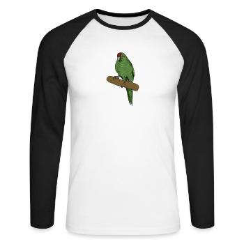 Perruche de chèvre I Motif de perruche pour porte-oiseau - T-shirt baseball manches longues Homme - blanc/noir - Devant - Nik (191cm)
