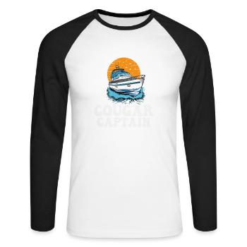 Cougar Capitaine Drôle de propriétaire de bateau Lake Life Pontoon - T-shirt baseball manches longues Homme - blanc/noir - Devant - Nik (191cm)
