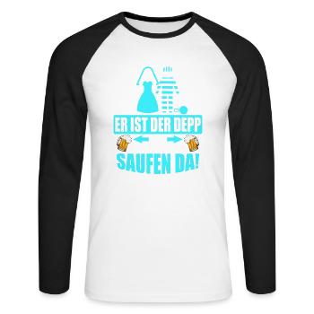 Junggesellenabschied Poltern Polterabend JGA - Unisex Baseballshirt langarm - Weiß/Schwarz - Vorne - Nik (191cm)