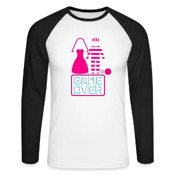 Junggesellenabschied Poltern Polterabend JGA - Unisex Baseballshirt langarm - Weiß/Schwarz - Vorne - Nik (191cm)
