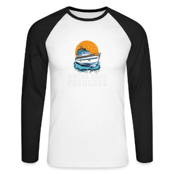 Motor Boat Princess Pontoon Queen Motorboating - Unisex Long Sleeve Baseball T-Shirt - white/black - Front - Nik (191cm)