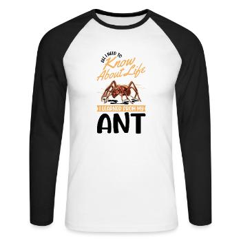 Ameisen Ameisenfarm Ameisenhaufen Feuerameisen - Unisex Baseballshirt langarm - Weiß/Schwarz - Vorne - Nik (191cm)