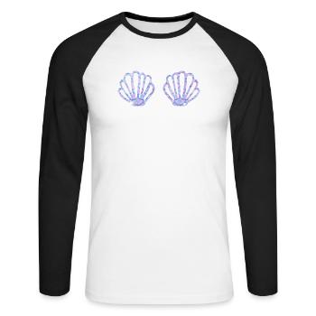 Mermaid Lovers Funny Halloween Shells Sea - Unisex Long Sleeve Baseball T-Shirt - white/black - Front - Nik (191cm)