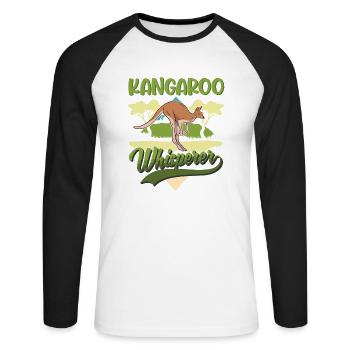 Kangaroo Whisperer Australia Kangaroo - Unisex Long Sleeve Baseball T-Shirt - white/black - Front - Nik (191cm)