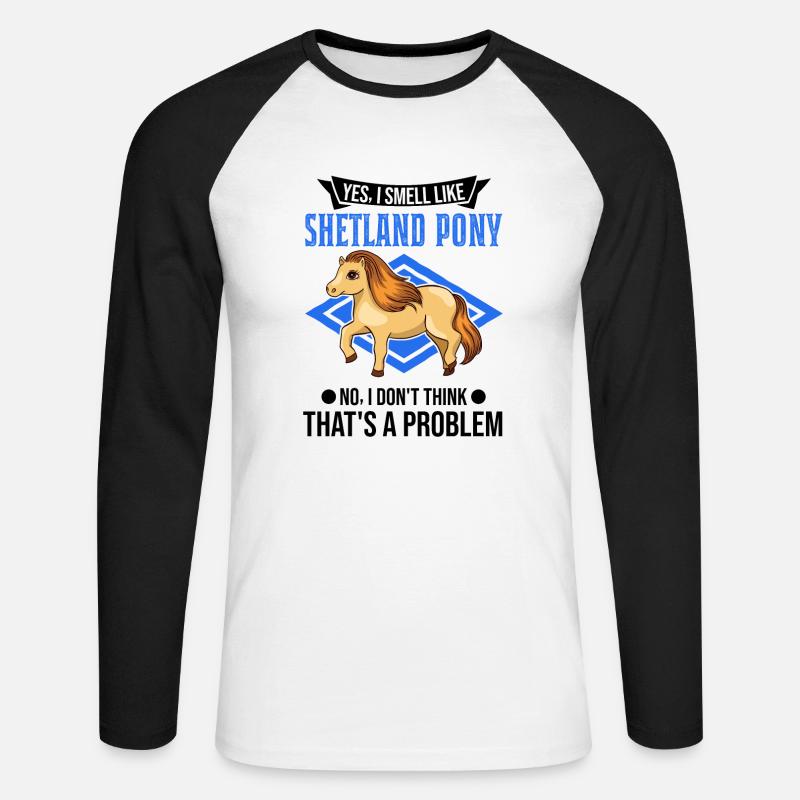Shetland Pony Geruch Geschenk Shetty - Unisex Baseballshirt langarm - Weiß/Schwarz