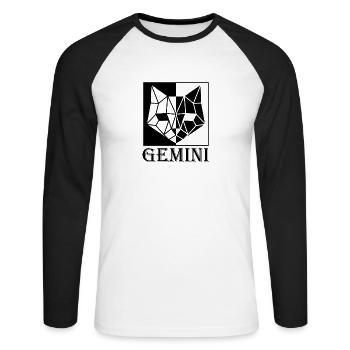 Gémeaux - T-shirt baseball manches longues Homme - blanc/noir - Devant - Nik (191cm)