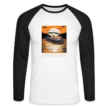 J’aime la parade de bateaux à moteur Citation de bateau à moteur - T-shirt baseball manches longues Homme - blanc/noir - Devant - Nik (191cm)