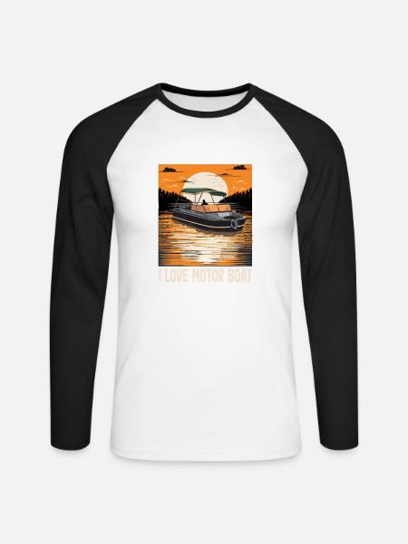 I Love Motor Boat Parade Motorboating Quote - Unisex Long Sleeve Baseball T-Shirt - white/black