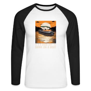It's A Good Day To Drink On A Boat Funny - Unisex Long Sleeve Baseball T-Shirt - white/black - Front - Nik (191cm)