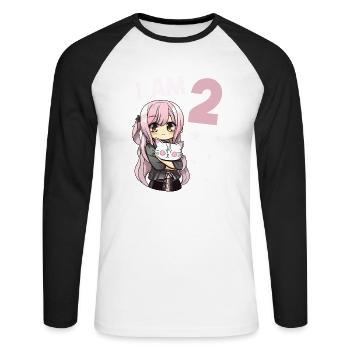 2 Jahre Mädchen Anime Kawaii Katze 2. Geburtstag - Unisex Baseballshirt langarm - Weiß/Schwarz - Vorne - Nik (191cm)