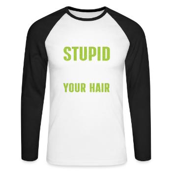 Lustiges Friseur Geschenk Stylist Friseur - Unisex Baseballshirt langarm - Weiß/Schwarz - Vorne - Nik (191cm)