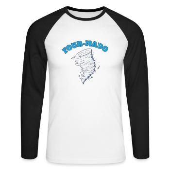 4 ans 4ème anniversaire Tornade Thème Fournado - T-shirt baseball manches longues Homme - blanc/noir - Devant - Nik (191cm)