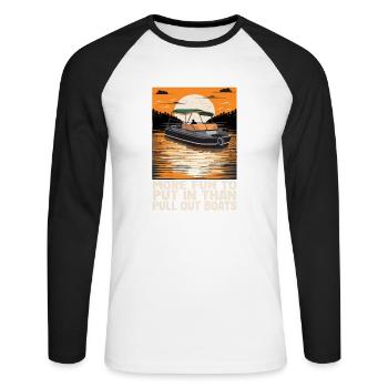 Funy Motorboating More Fun To Put In Than Pull - Unisex Long Sleeve Baseball T-Shirt - white/black - Front - Nik (191cm)
