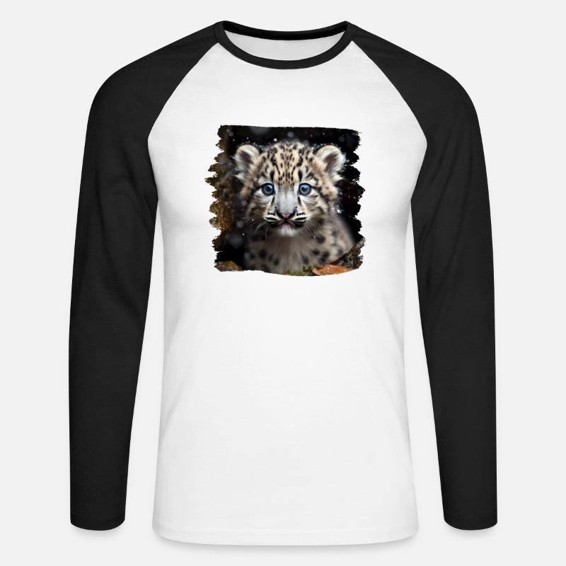 Snow Leopard Snow Leopard - Unisex Long Sleeve Baseball T-Shirt - white/black
