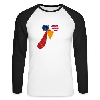 Cool Turkey Face Sunglasses American - Unisex Long Sleeve Baseball T-Shirt - white/black - Front - Nik (191cm)
