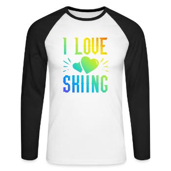 I love skiing - Unisex Long Sleeve Baseball T-Shirt - white/black - Front - Nik (191cm)
