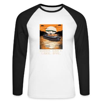 Sorry Can't Lake Bye Pontooning Life Is Better At - Unisex Long Sleeve Baseball T-Shirt - white/black - Front - Nik (191cm)