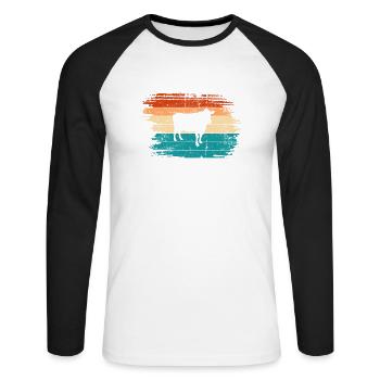 Kuh Retro Muh Landwirt Milch Bauernhof Geschenk - Unisex Baseballshirt langarm - Weiß/Schwarz - Vorne - Nik (191cm)