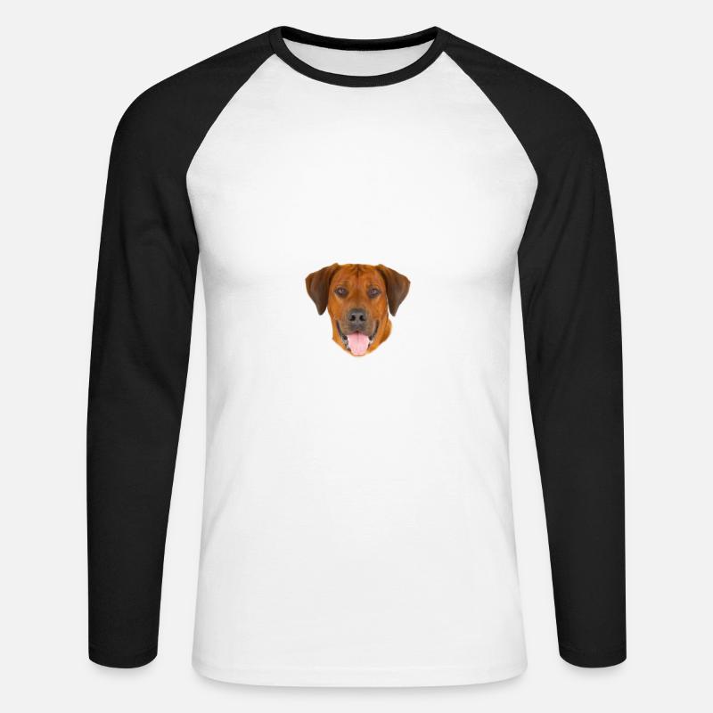 Endlich stolzer Papa - Rhodesian Ridgeback - Unisex Baseballshirt langarm - Weiß/Schwarz