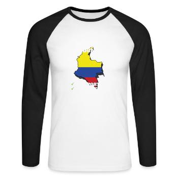 Colombie Bound Country Travel Drapeau colombien - T-shirt baseball manches longues Homme - blanc/noir - Devant - Nik (191cm)