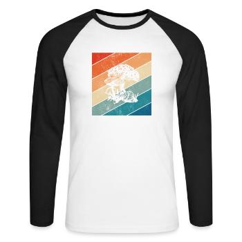 Mushroom Mushrooms Boletus Toadstool Retro Gift - Unisex Long Sleeve Baseball T-Shirt - white/black - Front - Nik (191cm)