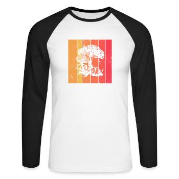 Mushroom Mushrooms Boletus Toadstool Retro Gift - Unisex Long Sleeve Baseball T-Shirt - white/black - Front - Nik (191cm)
