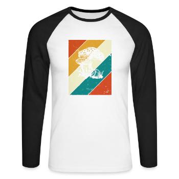 Champignon Rétro Champignons Cèpes Champignons Crapaud Tabouret Cadeau - T-shirt baseball manches longues Homme - blanc/noir - Devant - Nik (191cm)