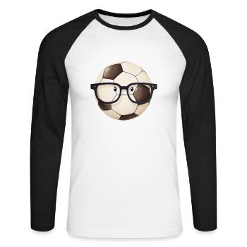 Joueur de football Drôle d’athlète Sport Amoureux du football - T-shirt baseball manches longues Homme - blanc/noir - Devant - Nik (191cm)