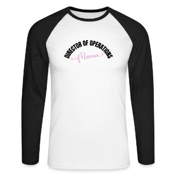 Directrice des opérations Mama Mère - T-shirt baseball manches longues Homme - blanc/noir - Devant - Nik (191cm)