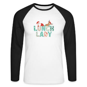 Mittagessen Dame Lustige Weihnachtsbaum Weihnacht - Unisex Baseballshirt langarm - Weiß/Schwarz - Vorne - Nik (191cm)