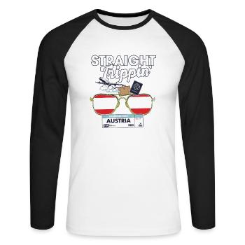 Straight Trippin' Austria Vacation Tour Travel - Unisex Baseballshirt langarm - Weiß/Schwarz - Vorne - Nik (191cm)