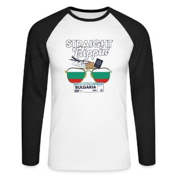 Straight Trippin' Bulgaria Vacation Tour Travel - Unisex Long Sleeve Baseball T-Shirt - white/black - Front - Nik (191cm)