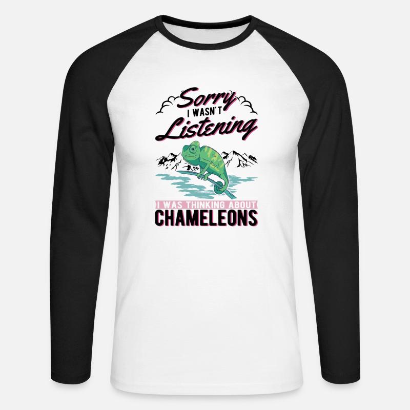 Chamäleon Geschenkidee Chameleon - Unisex Baseballshirt langarm - Weiß/Schwarz