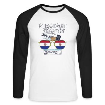 Straight Trippin' Paraguay Vacation Tour Travel - Unisex Long Sleeve Baseball T-Shirt - white/black - Front - Nik (191cm)
