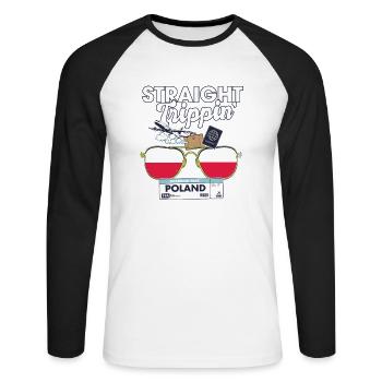 Straight Trippin' Poland Vacation Tour Travel - Unisex Baseballshirt langarm - Weiß/Schwarz - Vorne - Nik (191cm)