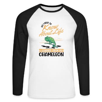Caméléon Cadeau Caméléon - T-shirt baseball manches longues Homme - blanc/noir - Devant - Nik (191cm)