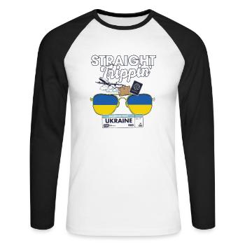 Straight Trippin' Ukraine Vacation Tour Travel - Unisex Baseballshirt langarm - Weiß/Schwarz - Vorne - Nik (191cm)