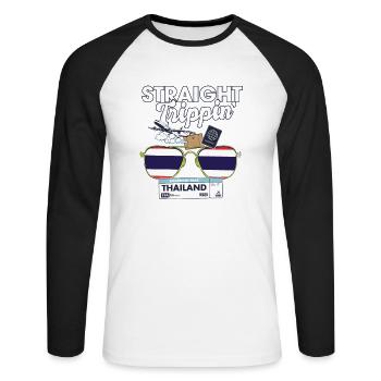 Straight Trippin' Thailand Vacation Tour Travel - Unisex Baseballshirt langarm - Weiß/Schwarz - Vorne - Nik (191cm)