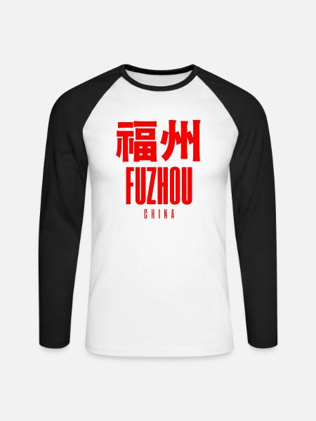 Fuzhou China - Unisex Baseballshirt langarm - Weiß/Schwarz