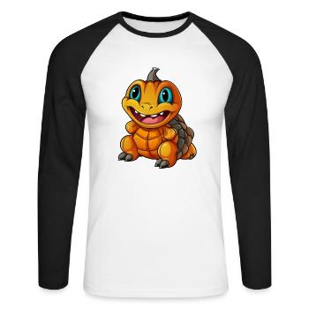 Sea Turtle Pumpkin Lazy Halloween Party Food - Unisex Long Sleeve Baseball T-Shirt - white/black - Front - Nik (191cm)