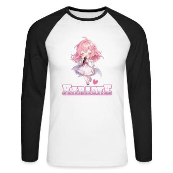 Filles Manga Anime Karaoké - T-shirt baseball manches longues Homme - blanc/noir - Devant - Nik (191cm)
