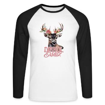 Dirndl Remplacement Cerf Cerf Bois Roses - T-shirt baseball manches longues Homme - blanc/noir - Devant - Nik (191cm)