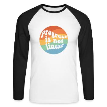 Progress Is Not Linear Paraprofessional Sped - Unisex Long Sleeve Baseball T-Shirt - white/black - Front - Nik (191cm)